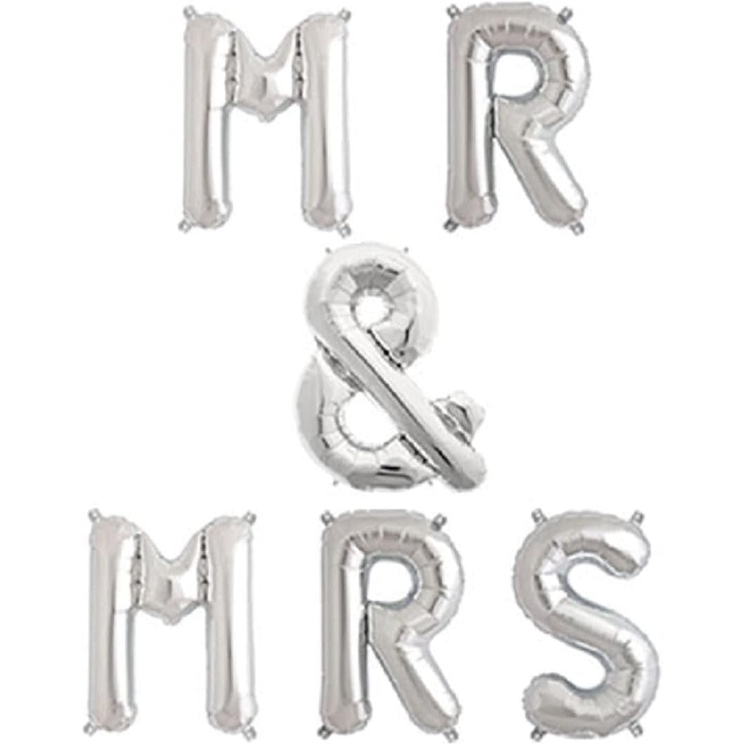 Set Baloane din Folie Metalizata, Flippy, Figurine Litere, Model MR&MRS, Tema Nunta, 40 cm, Baloane Party, Ambalaj