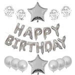 Set 25 de Baloane din Folie Metalizata si Latex, Flippy, Figurine 2 Stele, 4 Baloane Confetti, 13 Litere, 6 Latex,