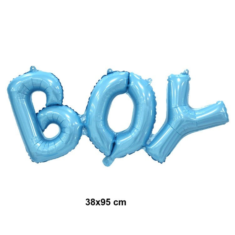 Set Baloane din Folie Metalizată, Flippy, Model Scris Boy, 38x95 cm, Tematica Baby Shower, Baloane Party, Ambalaj