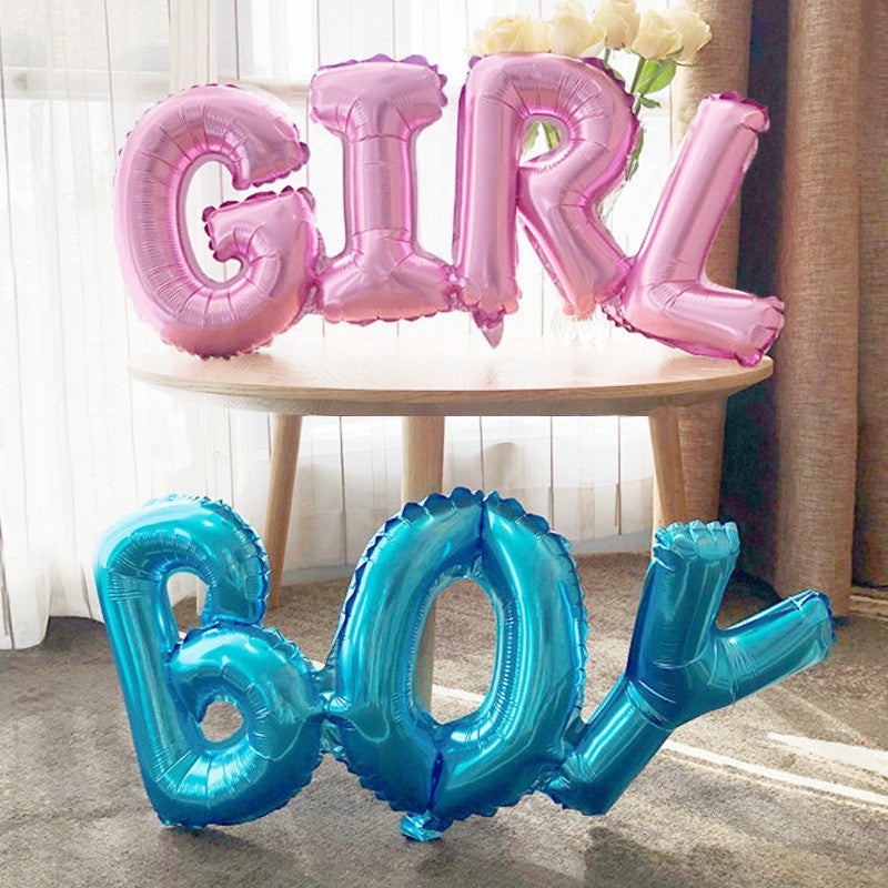 Set Baloane din Folie Metalizată, Flippy, Model Scris Boy, 38x95 cm, Tematica Baby Shower, Baloane Party, Ambalaj
