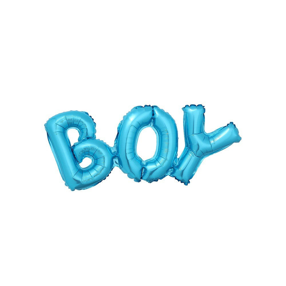 Set Baloane din Folie Metalizată, Flippy, Model Scris Boy, 38x95 cm, Tematica Baby Shower, Baloane Party, Ambalaj