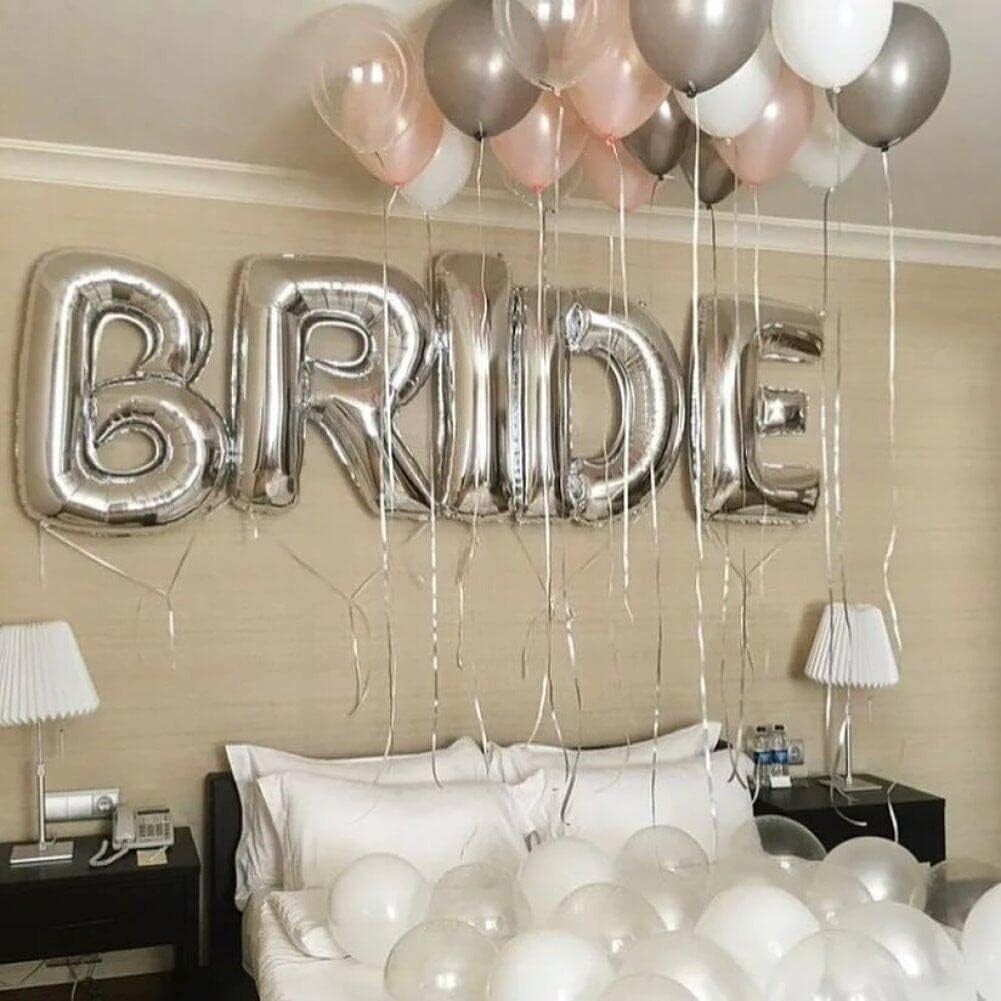 Set Baloane din Folie Metalizata, Flippy, Model Scris Bride, Litere de 100 cm, Tema Iubire, Baloane Party, Ambalaj
