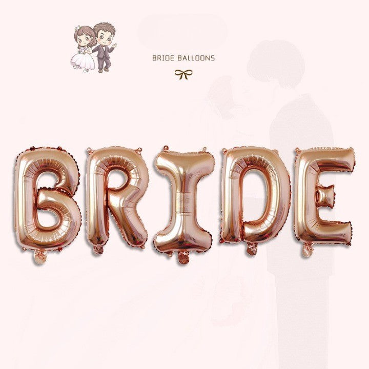 Set Baloane din Folie Metalizata, Flippy, Model Scris Bride, Litere de 100 cm, Tema Iubire, Baloane Party, Ambalaj