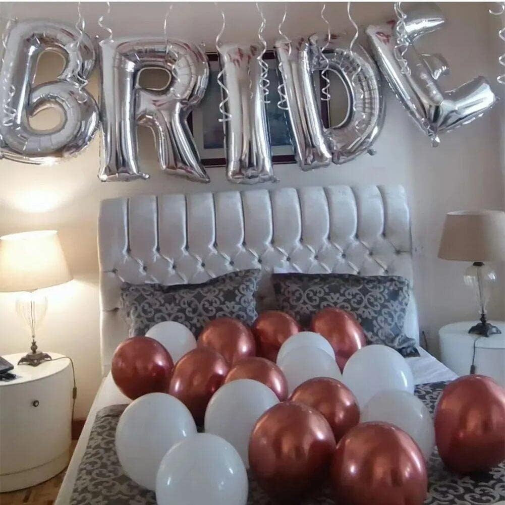 Set Baloane din Folie Metalizata, Flippy, Model Scris Bride, Litere de 40 cm, Tema Iubire, Baloane Party, Ambalaj