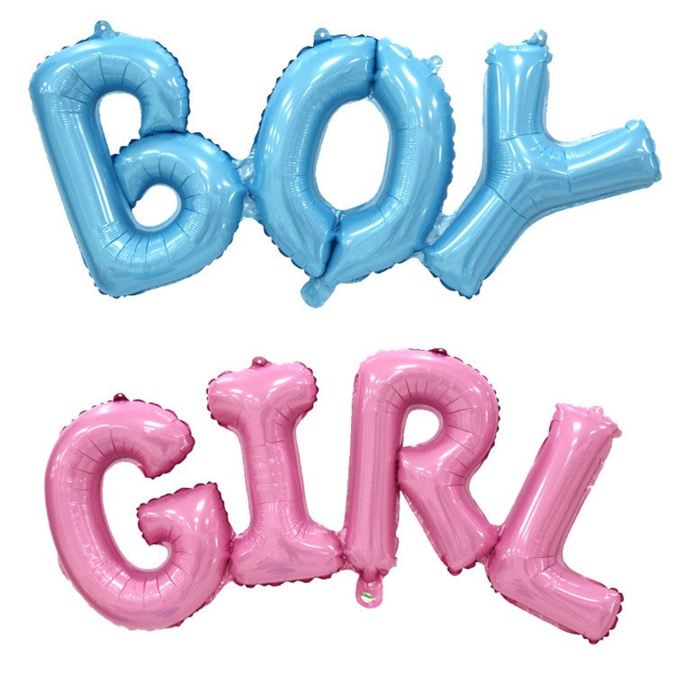 Set Baloane din Folie Metalizată, Flippy, Model Scris Girl, 43x106.5 cm, Tematica Baby Shower, Baloane Party, Ambalaj