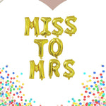 Set Baloane din Folie Metalizata, Flippy, Model Scris Miss to Mrs, Litere de 40 cm, Tema Iubire, Baloane Party, Ambalaj