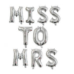 Set Baloane din Folie Metalizata, Flippy, Model Scris Miss to Mrs, Litere de 40 cm, Tema Iubire, Baloane Party, Ambalaj