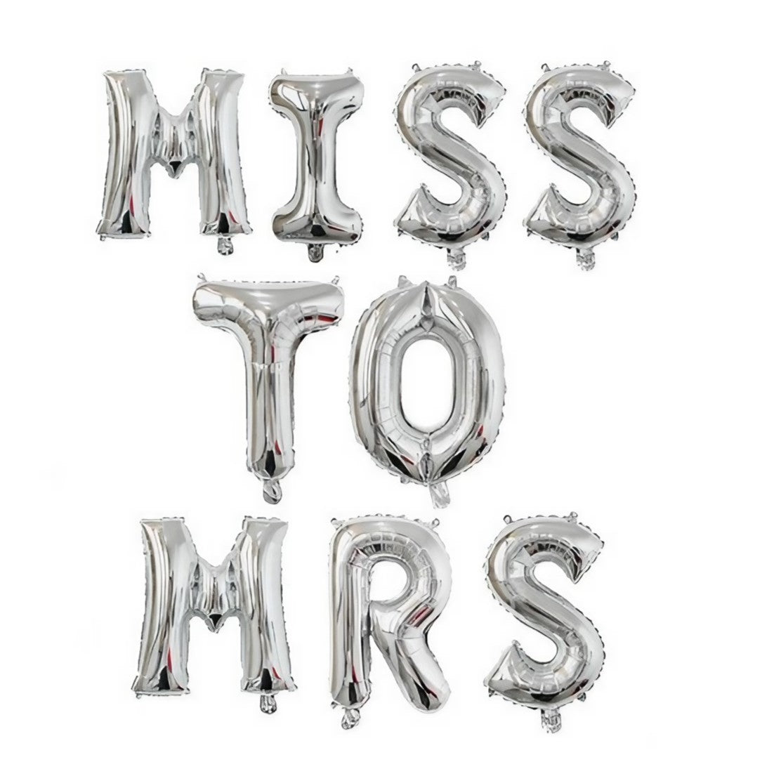 Set Baloane din Folie Metalizata, Flippy, Model Scris Miss to Mrs, Litere de 40 cm, Tema Iubire, Baloane Party, Ambalaj