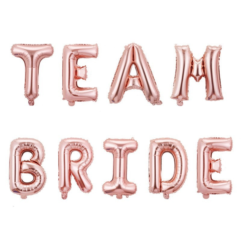 Set Baloane din Folie Metalizata, Flippy, Model Team Bride, Litere de 40 cm, Tema Iubire, Baloane Party, Ambalaj