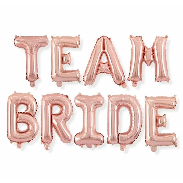Set Baloane din Folie Metalizata, Flippy, Model Team Bride, Litere de 40 cm, Tema Iubire, Baloane Party, Ambalaj