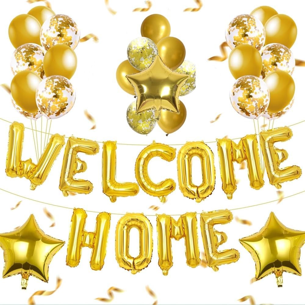 Set Baloane din Folie Metalizata, Flippy, Model WELCOME!, Litere de 40 cm, Baloane Party, Ambalaj Individual, Pai