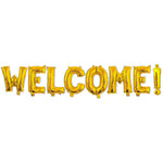 Set Baloane din Folie Metalizata, Flippy, Model WELCOME!, Litere de 40 cm, Baloane Party, Ambalaj Individual, Pai
