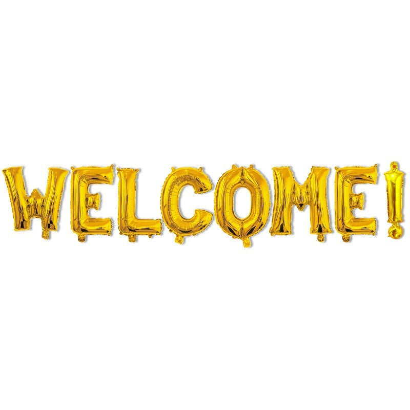 Set Baloane din Folie Metalizata, Flippy, Model WELCOME!, Litere de 40 cm, Baloane Party, Ambalaj Individual, Pai