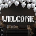 Set Baloane din Folie Metalizata, Flippy, Model WELCOME!, Litere de 40 cm, Baloane Party, Ambalaj Individual, Pai