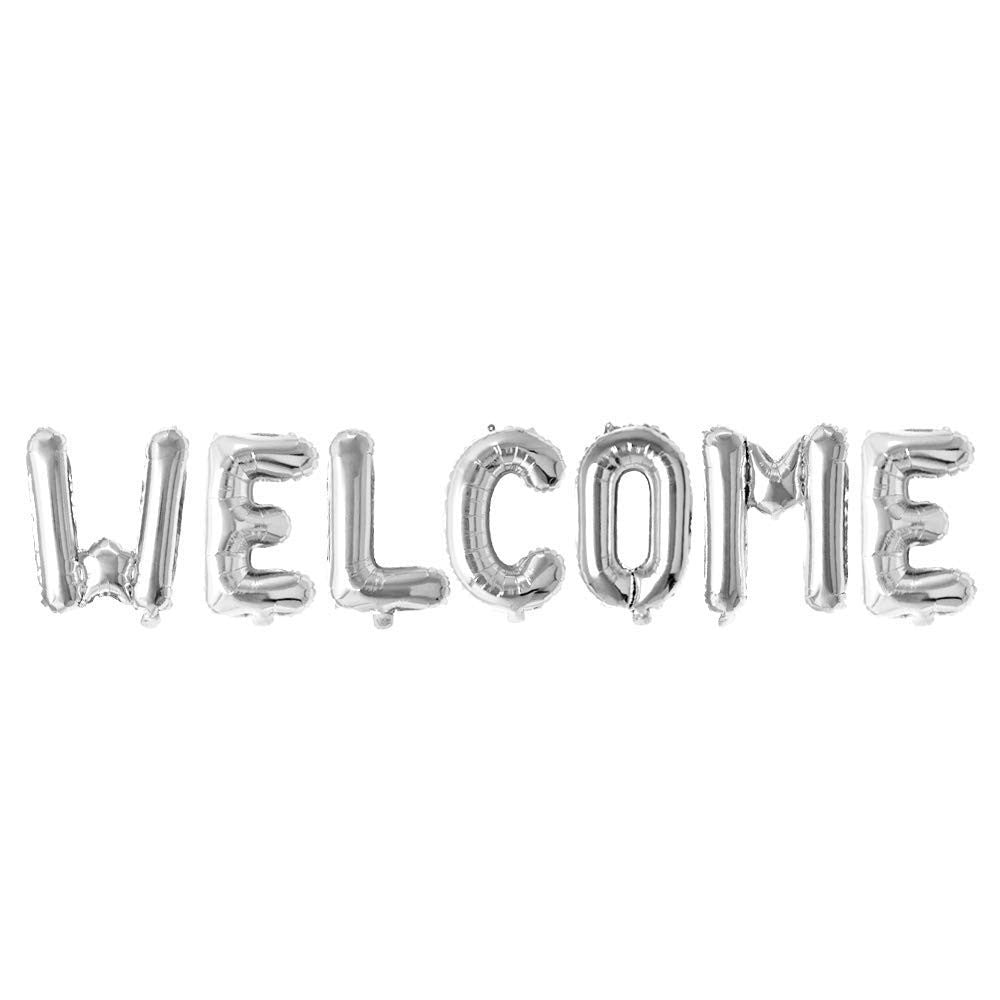 Set Baloane din Folie Metalizata, Flippy, Model WELCOME!, Litere de 40 cm, Baloane Party, Ambalaj Individual, Pai