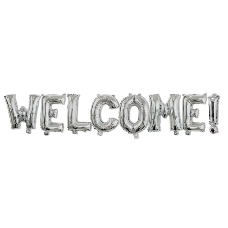 Set Baloane din Folie Metalizata, Flippy, Model WELCOME!, Litere de 40 cm, Baloane Party, Ambalaj Individual, Pai
