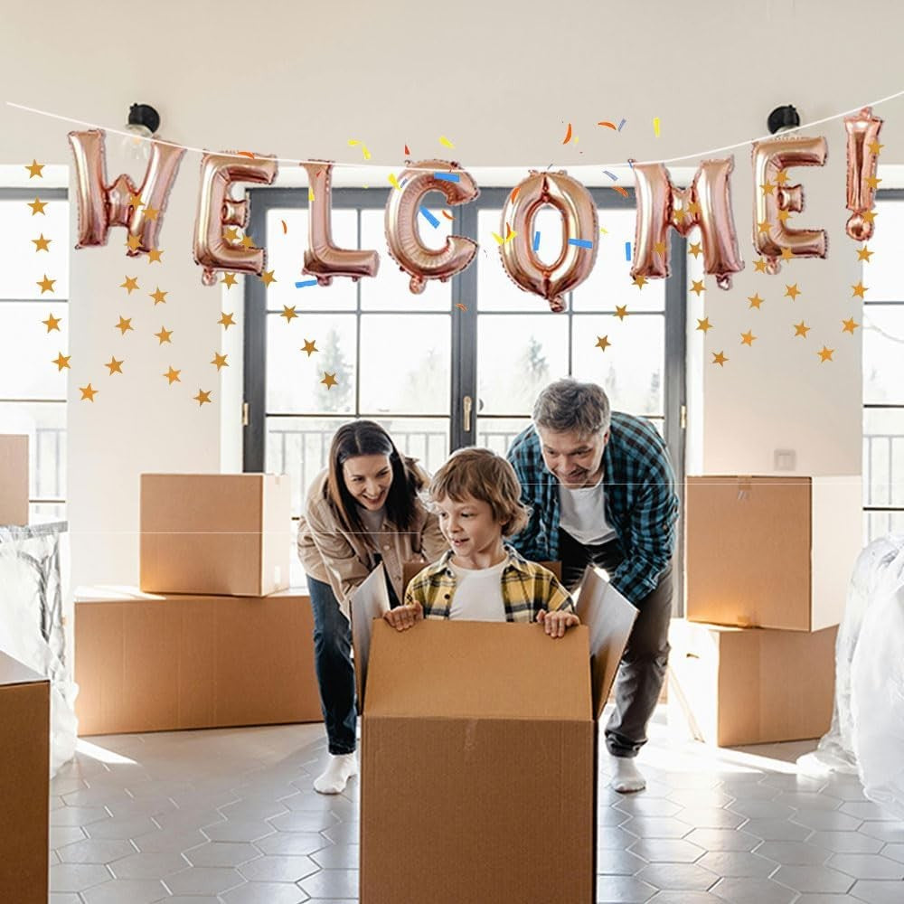Set Baloane din Folie Metalizata, Flippy, Model WELCOME!, Litere de 40 cm, Baloane Party, Ambalaj Individual, Pai