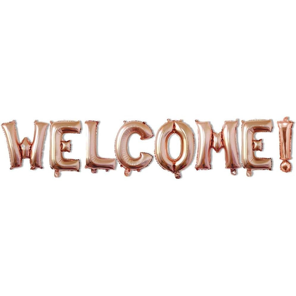 Set Baloane din Folie Metalizata, Flippy, Model WELCOME!, Litere de 40 cm, Baloane Party, Ambalaj Individual, Pai