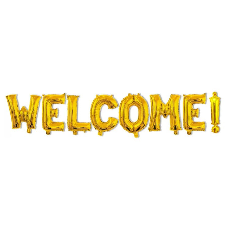 Set Baloane din Folie Metalizata, Flippy, Model WELCOME!, Litere de 40 cm, Baloane Party, Ambalaj Individual, Pai