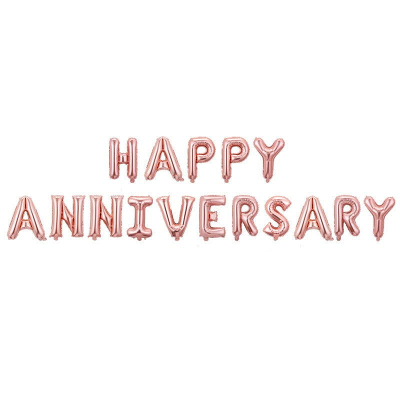 Set Baloane din Folie Metalizata, Flippy, Model Happy Anniversary, Litere de 40 cm, Baloane Party, Ambalaj Individual,