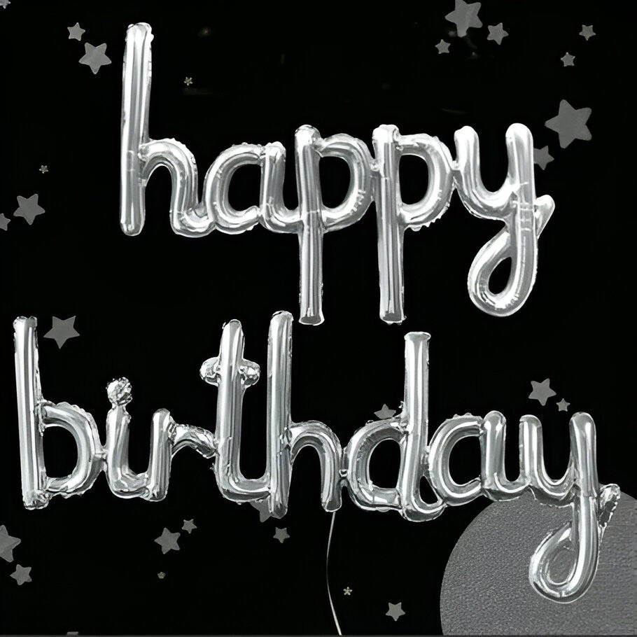 Set Baloane din Folie Metalizată, Flippy, Model Happy Birthday, 45x85 cm, 45x124cm, Baloane Party, Ambalaj Individual,
