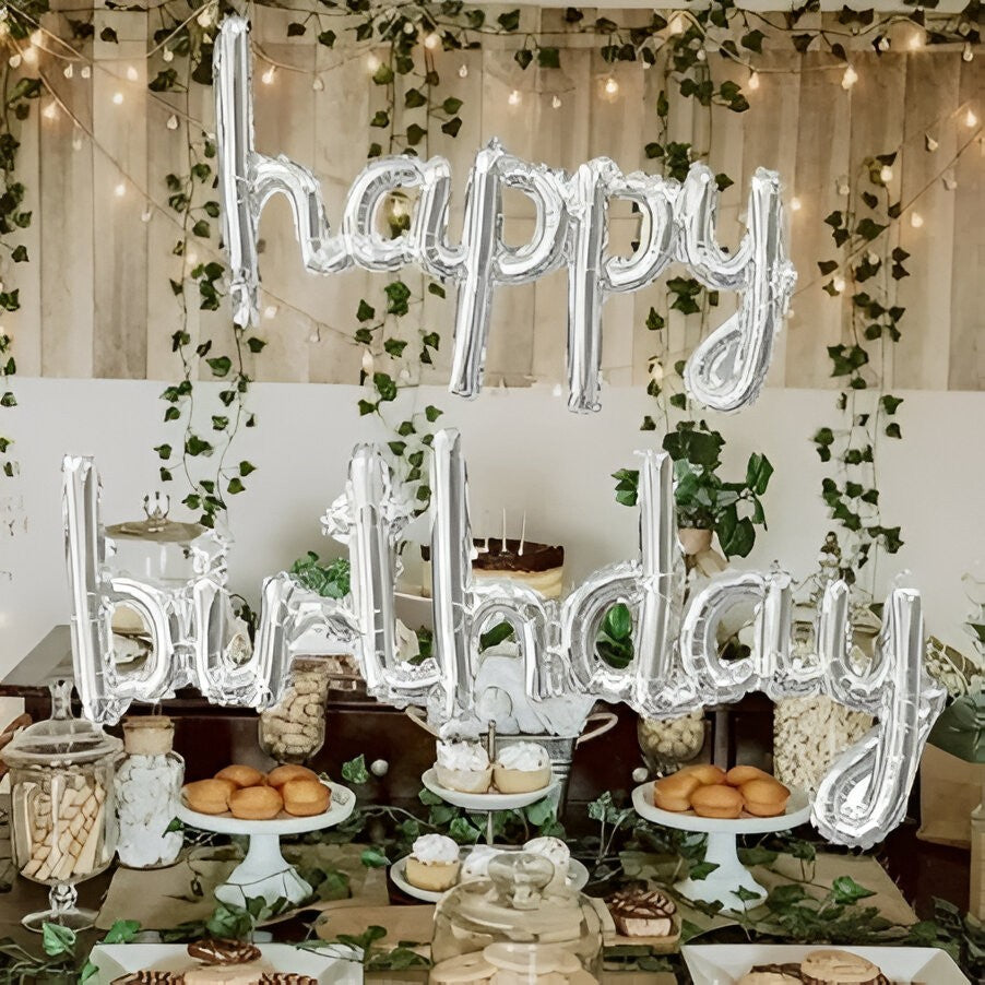 Set Baloane din Folie Metalizată, Flippy, Model Happy Birthday, 45x85 cm, 45x124cm, Baloane Party, Ambalaj Individual,