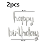 Set Baloane din Folie Metalizată, Flippy, Model Happy Birthday, 45x85 cm, 45x124cm, Baloane Party, Ambalaj Individual,