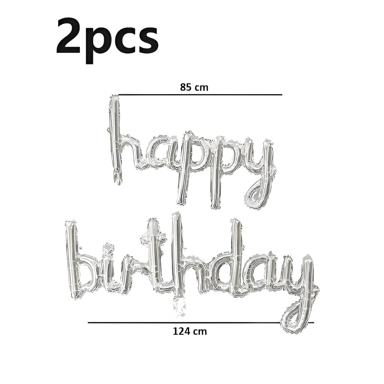 Set Baloane din Folie Metalizată, Flippy, Model Happy Birthday, 45x85 cm, 45x124cm, Baloane Party, Ambalaj Individual,