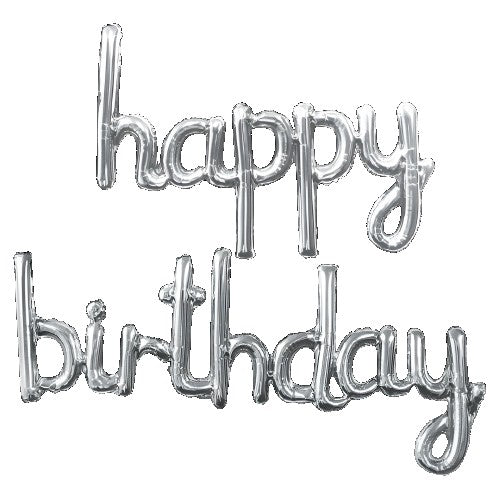 Set Baloane din Folie Metalizată, Flippy, Model Happy Birthday, 45x85 cm, 45x124cm, Baloane Party, Ambalaj Individual,