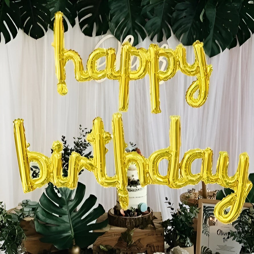 Set Baloane din Folie Metalizată, Flippy, Model Happy Birthday, 45x85 cm, 45x124cm, Baloane Party, Ambalaj Individual,