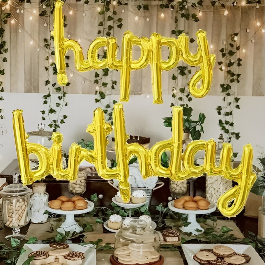 Set Baloane din Folie Metalizată, Flippy, Model Happy Birthday, 45x85 cm, 45x124cm, Baloane Party, Ambalaj Individual,