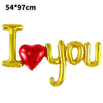 Set Baloane Folie Metalizata, Flippy, Model I LOVE YOU cu Inimioara, 54x97 cm, Tematica Ziua Îndrăgostiților, Ambalaj