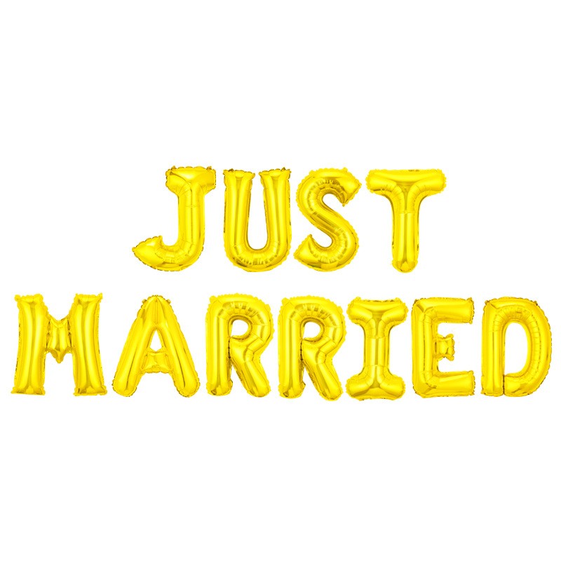 Set Baloane din Folie Metalizata, Flippy, Model Just Married, Litere de 40 cm, Baloane Party, Ambalaj Individual, Pai,