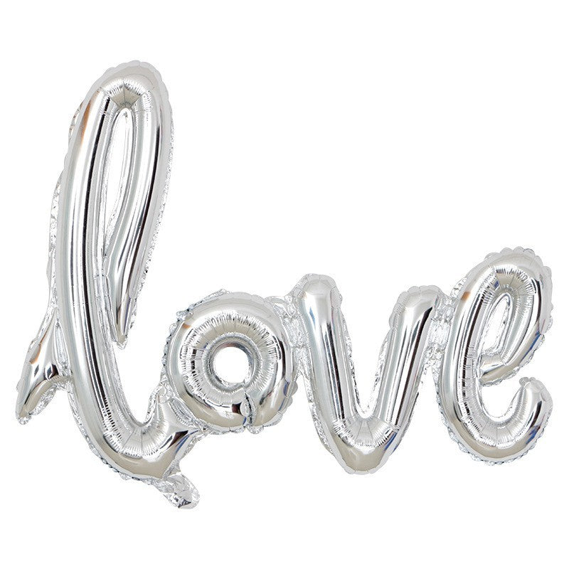 Set Baloane din Folie Metalizata, Model Love Scris de Mana, 102x65 cm, Baloane Ziua Indragostitilor, Ambalaj
