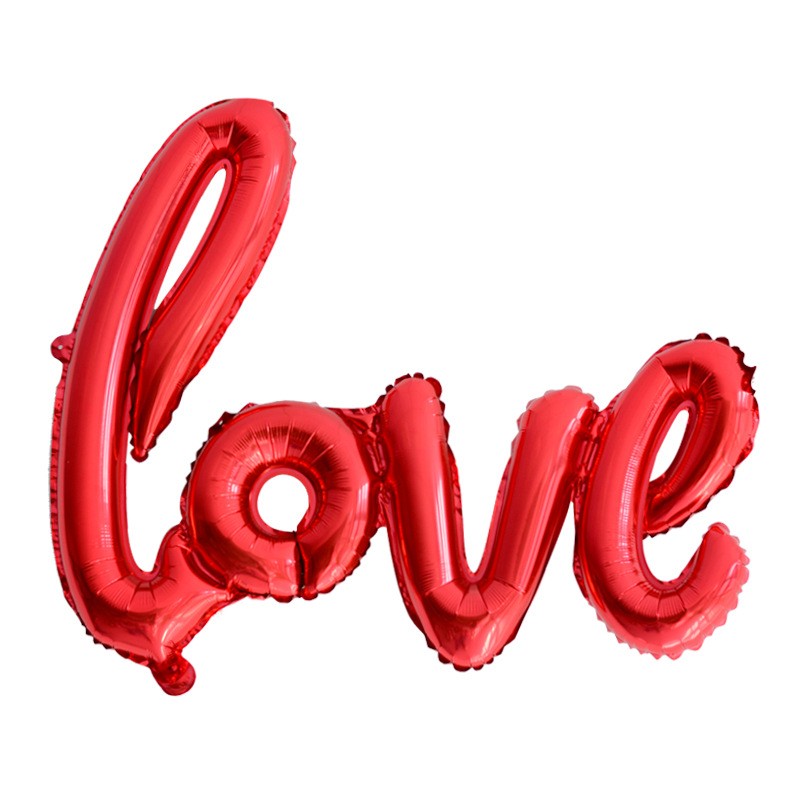 Set Baloane din Folie Metalizata, Model Love Scris de Mana, 102x65 cm, Baloane Ziua Indragostitilor, Ambalaj
