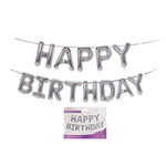 Set 13 Baloane Folie, Flippy, Tip Ghirlanda, Model Happy Birthday, 40 cm, Argintiu