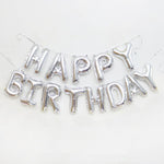 Set 13 Baloane Folie, Flippy, Tip Ghirlanda, Model Happy Birthday, 40 cm, Argintiu