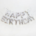 Set baloane folie Flippy, Happy Birthday, 40 cm, argintiu
