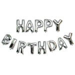 Set 13 Baloane Folie, Flippy, Tip Ghirlanda, Model Happy Birthday, 40 cm, Argintiu