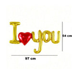 Set Baloane Folie Metalizata, Flippy, Model I LOVE YOU cu Inimioara, 54x97 cm, Tematica Ziua Îndrăgostiților, Ambalaj