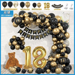 Set Baloane Folie si Latex, Flippy, Tematica Aniversare Majorat, Baloane Latex, Figurine Cifrele 1 si 8, Ambalaj