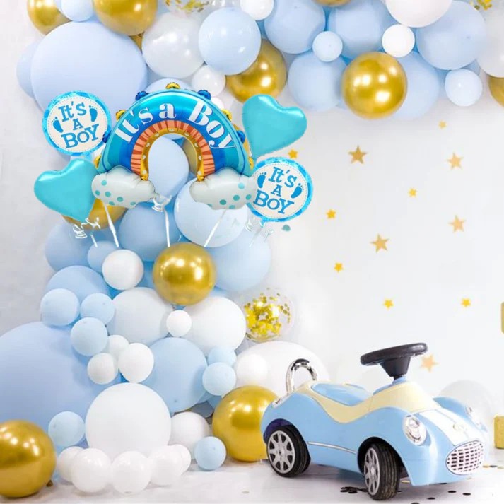 Baloane decorative tematica BABY SHOWER, Flippy, ITS A BOY, pentru gender reveal, botez, set din 5 bucati, 66 x 91 cm,