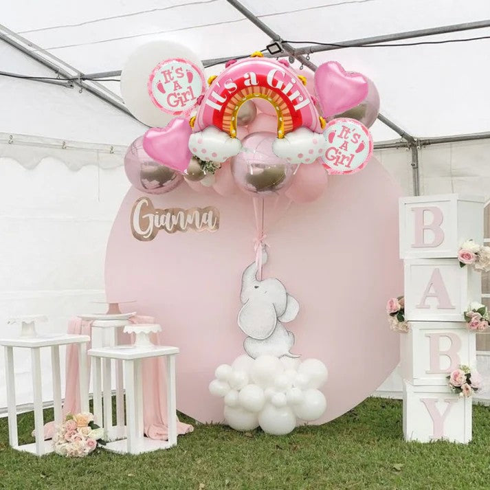 Baloane decorative tematica BABY SHOWER, Flippy, ITS A GIRL, pentru gender reveal, botez, set din 5 bucati, 66 x 91 cm,