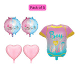 Baloane pentru GENDER REVEAL, Flippy, Model Petrecere, Set din 5 bucati, din folie de aluminiu, 55 x 61.5 cm Roz