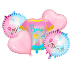 Baloane pentru GENDER REVEAL, Flippy, Model Petrecere, Set din 5 bucati, din folie de aluminiu, 55 x 61.5 cm Roz