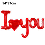 Balon din Folie Metalizata, Figurine Litere si Inima, Model I Love You, Tema Ziua Indragostitilor, 54x97 cm, Ambalaj