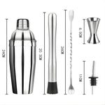 Set Barman Preparare Cocktail,Flippy, 6 Piese, Inox, Argintiu, Kit Accesorii Bar si Mixologie: Shaker750ml, Masura