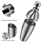 Set Barman Preparare Cocktail,Flippy, 6 Piese, Inox, Argintiu, Kit Accesorii Bar si Mixologie: Shaker750ml, Masura