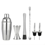 Set Barman Preparare Cocktail,Flippy, 6 Piese, Inox, Argintiu, Kit Accesorii Bar si Mixologie: Shaker750ml, Masura