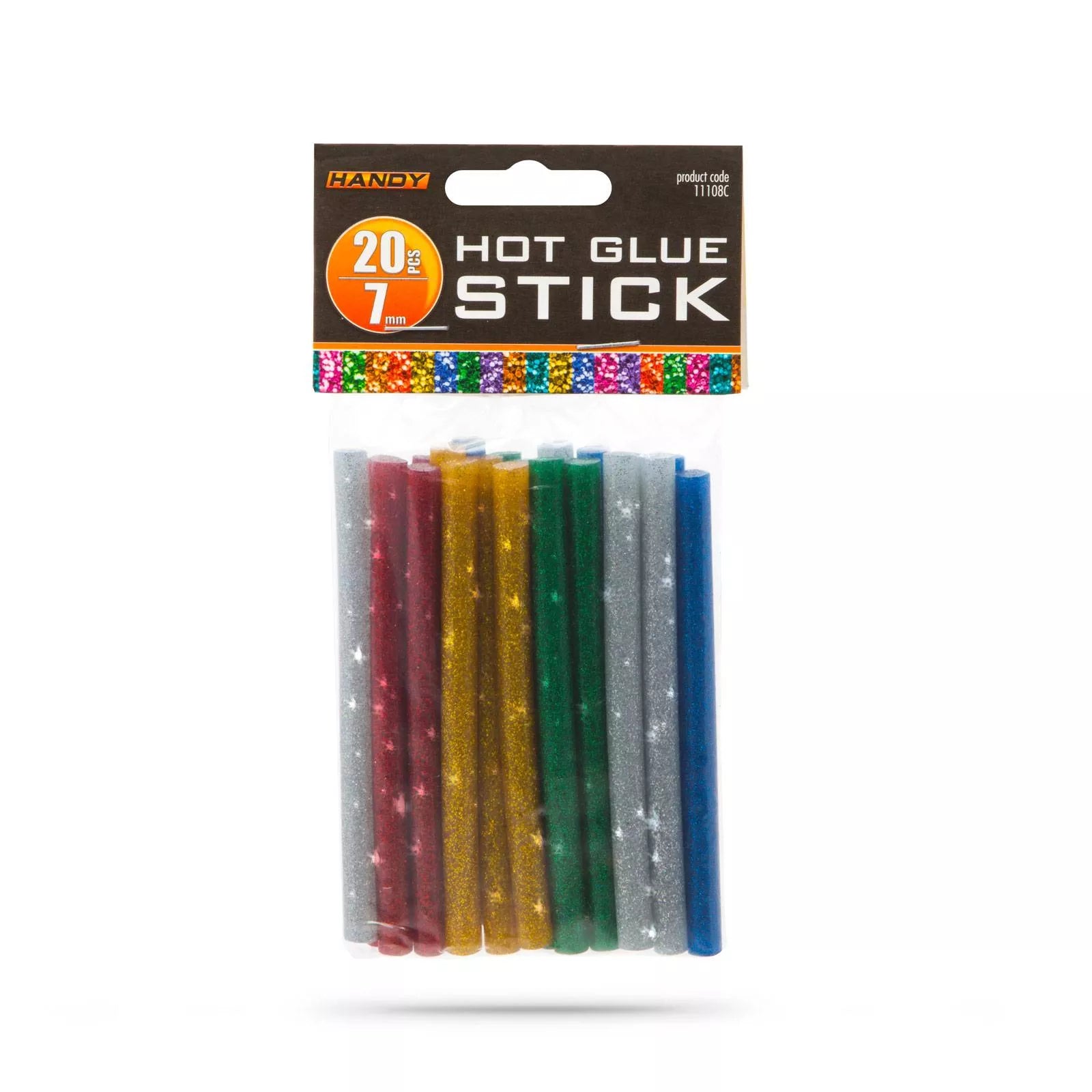 Set baton plastic termoadeziv silicon 7mm x 10cm colorat glitter stralucitor 20buc HANDY